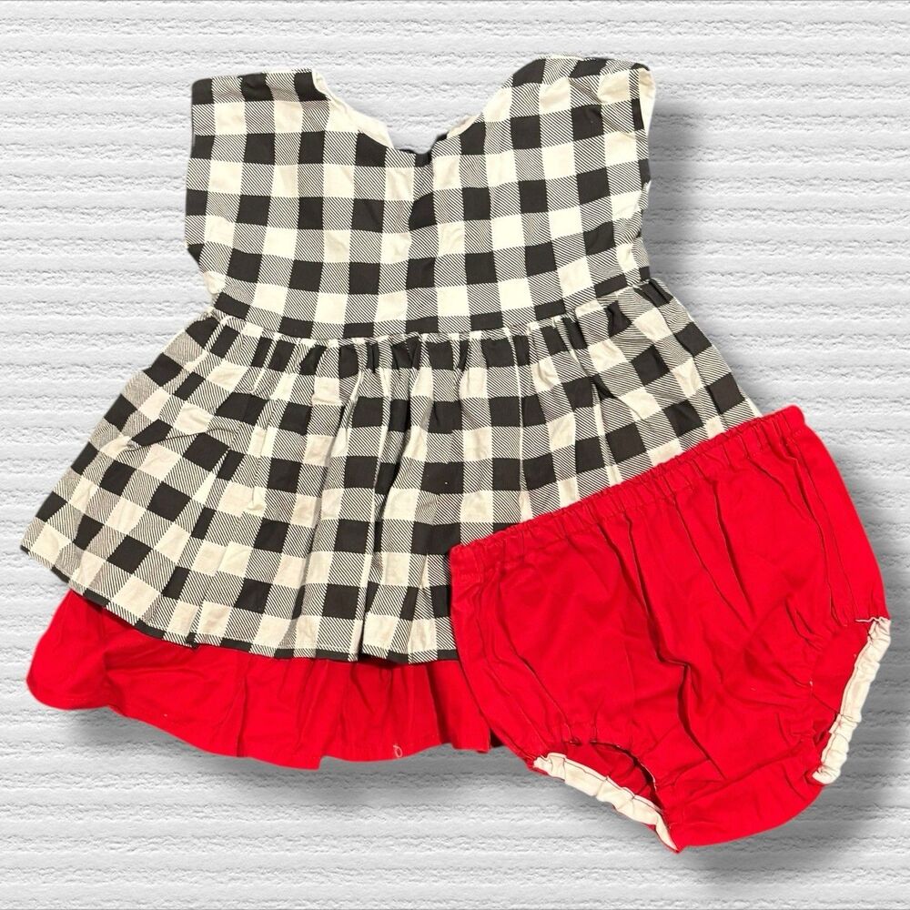 Juliet Lane Handmade Dress And Bloomer 2t Buffalo Plaid Red Black